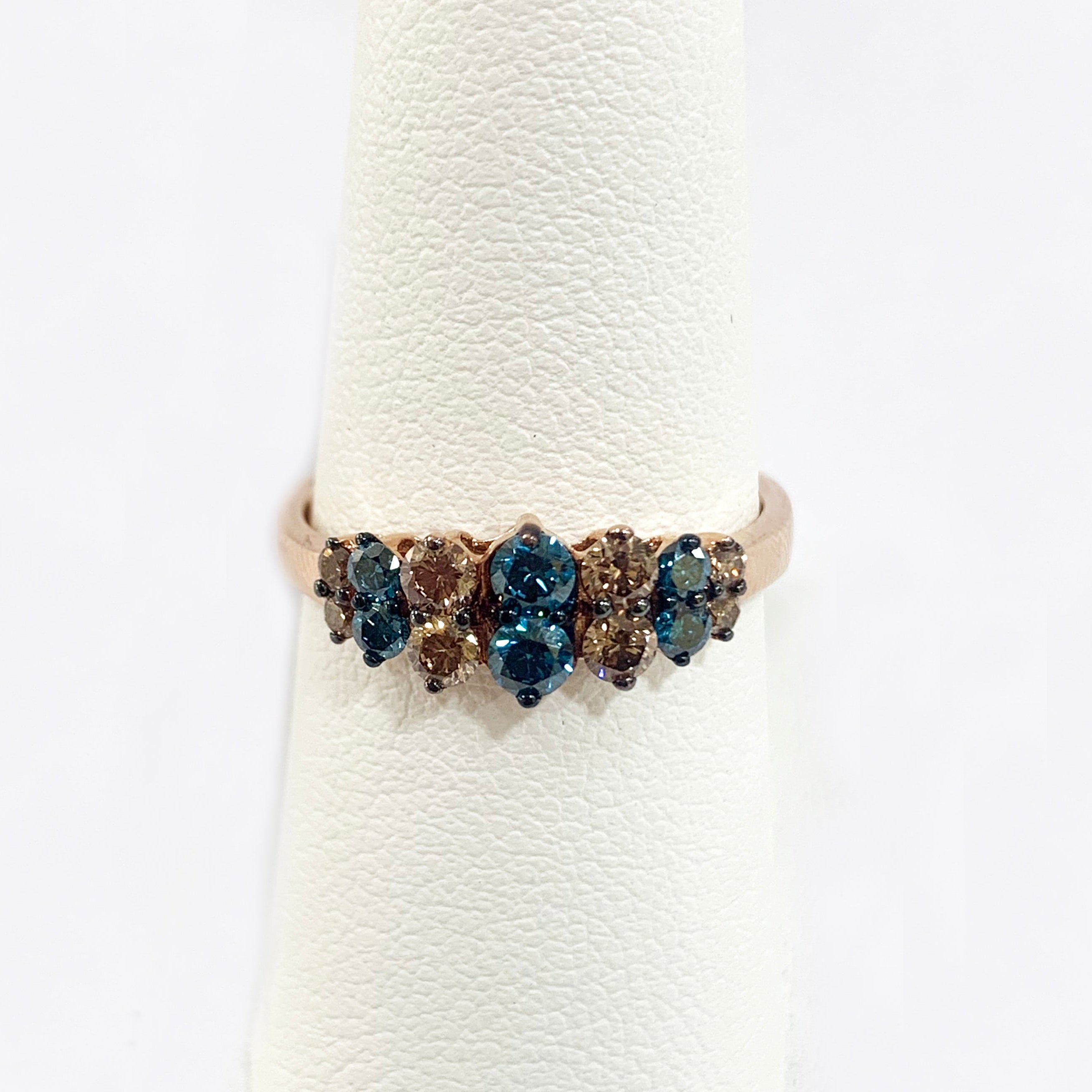 14K Rose Gold Blue Diamond Ring for Women - Elegant Engagement, Wedding & Anniversary Jewelry Gift - Perfect for Special Occasions & Everyday Wear