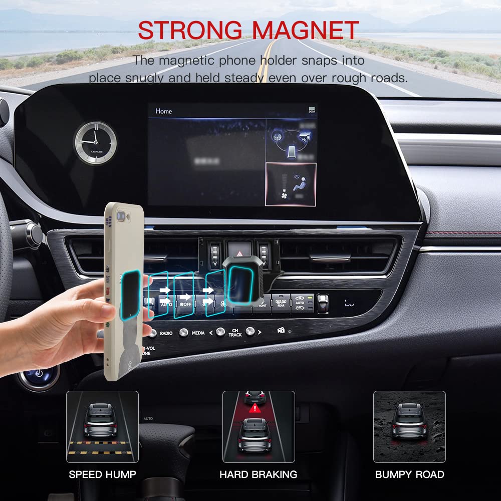 Magnetic Car Phone Holder Mount for Lexus ES 250/350/300h (2018-2022) - Universal Smartphone Cradle with Strong Grip for Safe Navigation & Hands-Free Driving - Perfect for Commuting, Road Trips and GPS Use