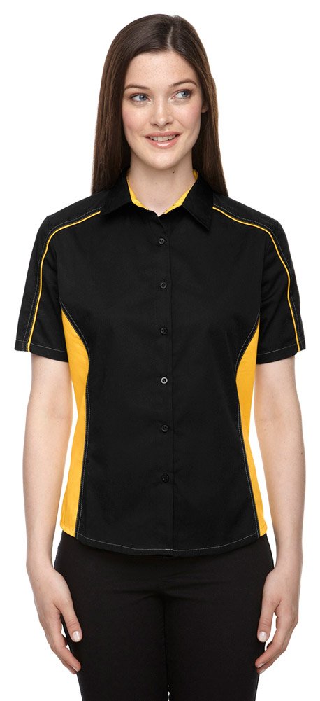 North End Women's Colorblock Twill Shirt - Stylish Casual Button-Up Blouse for Work, Office & Everyday Wear