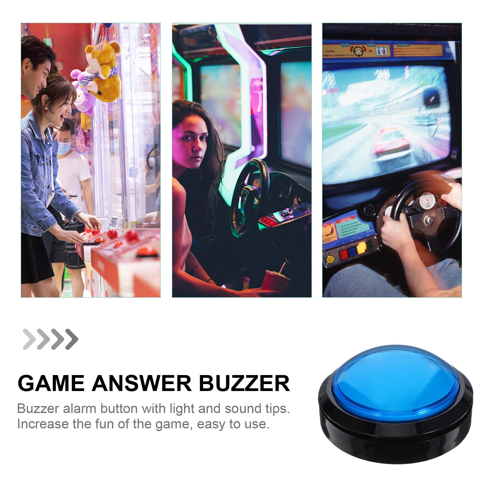 Gadpiparty Answer Buzzer Game Set with LED Lights - 100mm Blue Transponder Buzzers for Family Game Night & Trivia Contests (4-Pack)