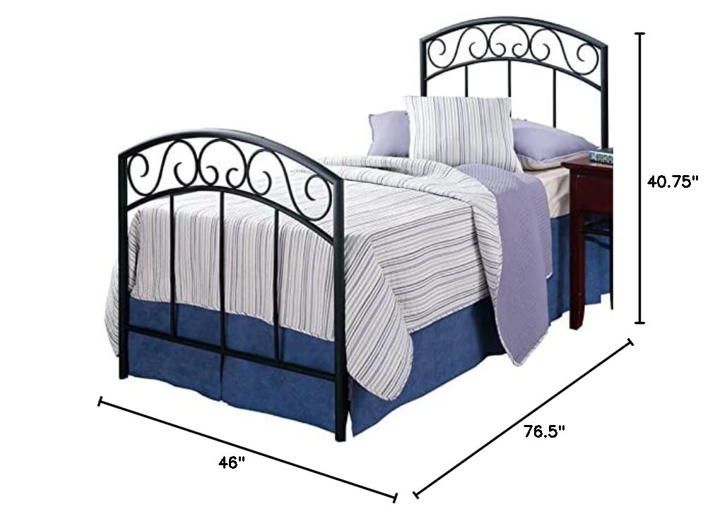 Rosebery Kids Contemporary Twin Metal Spindle Bed Frame - Textured Black Finish - Sturdy & Modern Design for Children's Bedroom, Guest Room or Dorm