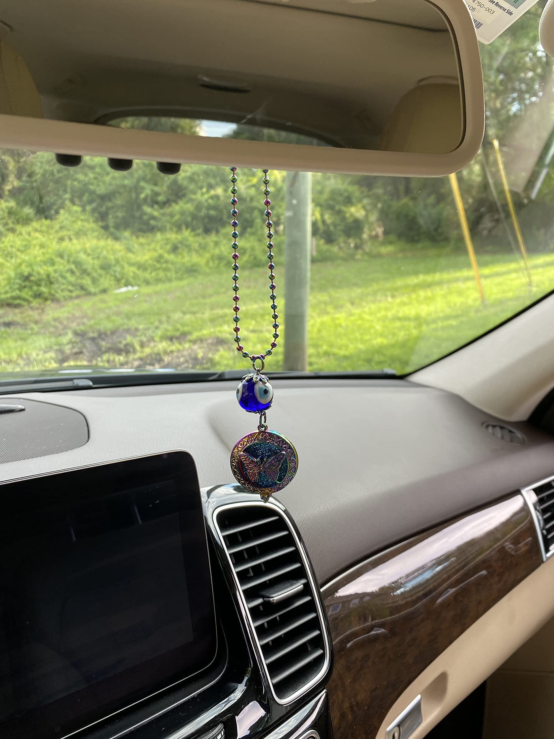 LUCKBOOSTIUM Evil Eye Essential Oil Diffuser for Car - Aromatherapy Pendant with Scent Pad, Anxiety Relief Hanging Locket, Rearview Mirror Charm & Spiritual Protection Car Air Freshener | Perfect for Stress Relief, Meditation & Positive Energy in Your Vehicle