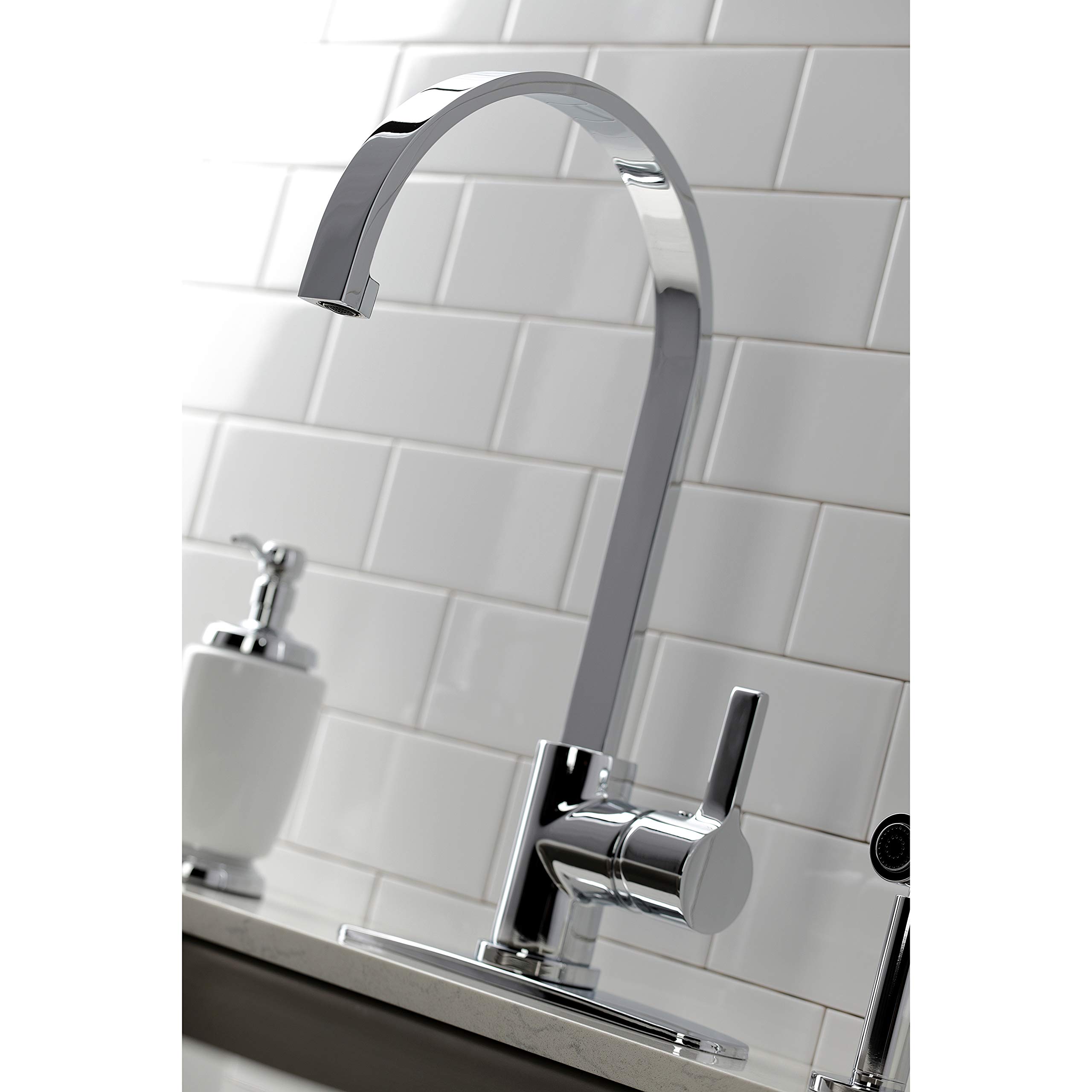 Kingston Brass LS8711CTLBS Continental Single-Handle Pull-Down Kitchen Faucet with Brass Sprayer - 9.81