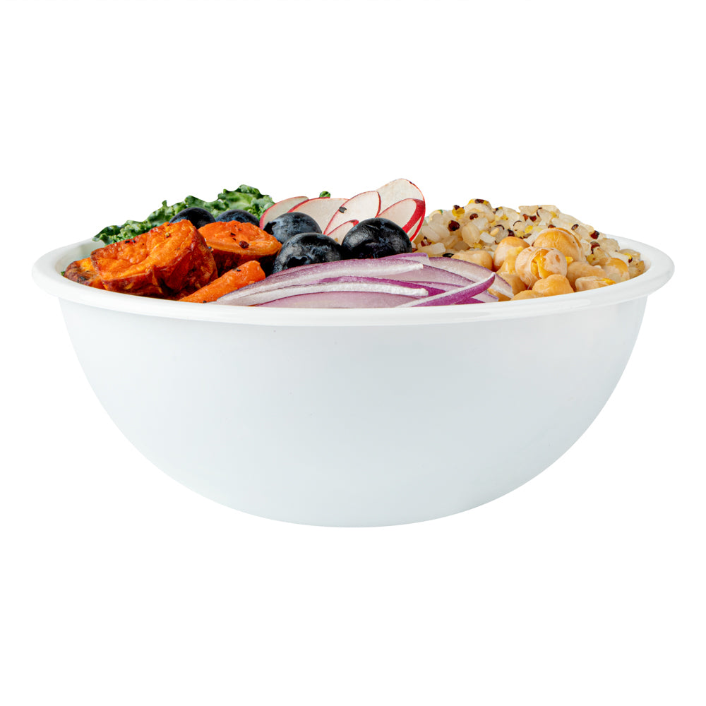 18 oz Round White Plastic Salad Bowls - 6 x 6 x 2.5 Inches - Pack of 200 - Disposable Party Bowls for Salads, Snacks, Desserts & Catering Events