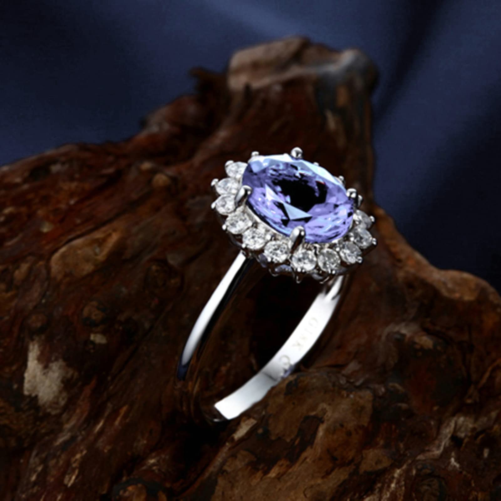 Gualiy Sterling Silver CZ Rings for Women – Oval Flower Design with Lavender Purple Cubic Zirconia, Wedding Bands Size 4-11 | Perfect for Engagement, Anniversary Gifts & Everyday Elegant Jewelry