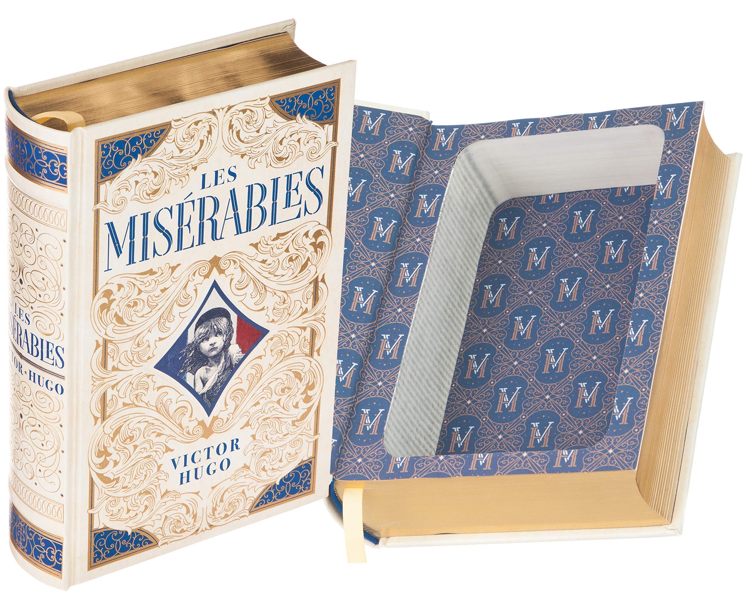Les Miserables Leather Book Safe - Hidden Storage Box for Cash & Valuables - Perfect for Home Security and Travel Use