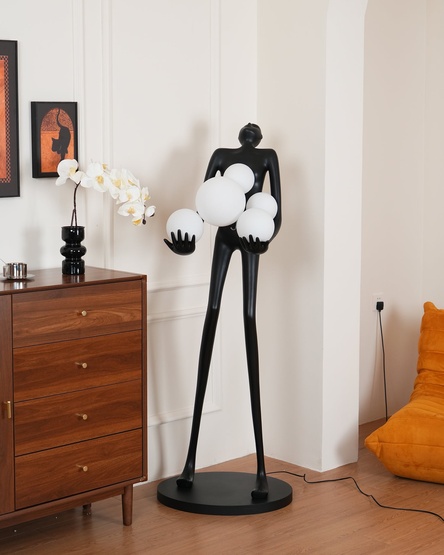 Modern Embrace Sculpture Floor Lamp - Elegant Home Decor for Living Room, Bedroom & Office - Adjustable Brightness & Warm White Light for Cozy Ambience