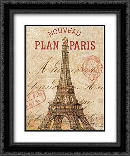 Wild Apple Portfolio 15x17 Black Ornate Framed Double Matted Museum Art Print - Letter from Paris Painting - Perfect for Living Room Decor, Office Wall Art & Gift Ideas