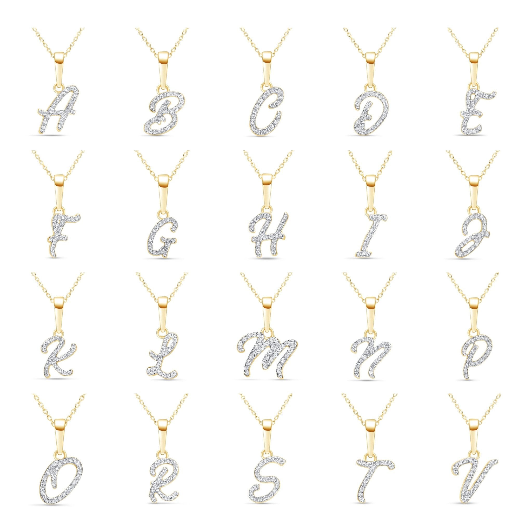 14K White Gold Diamond Initial Necklace - Personalized Cursive Letter Pendant for Women - Perfect Gift for Birthday, Anniversary & Valentine's Day