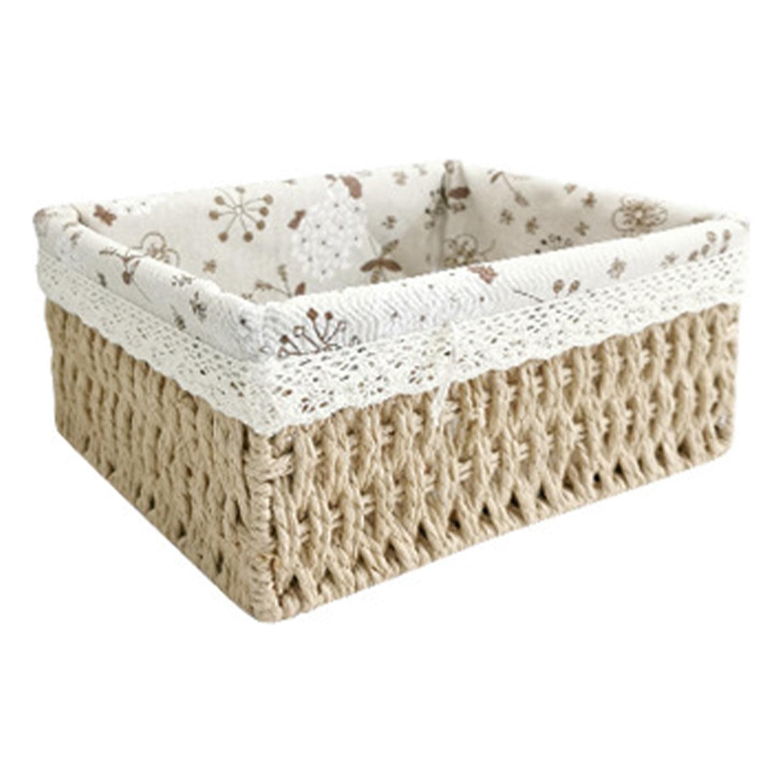 MagiDeal Handmade Rattan Storage Basket - Cream Color Organizer for Toys, Snacks, Kitchen, Bedroom & Living Room | Decorative Tabletop Storage Bin for Home Organization