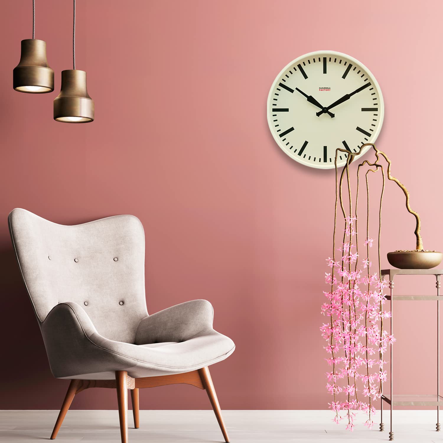 Cloudnola 18 Inch White Metal Wall Clock - Modern Silent Non-Ticking Battery Operated Quartz Clock for Living Room, Bedroom, Office & Home Decor