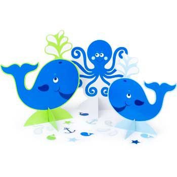 Creative Converting BB020348 Preppy Blue Ocean Party Centerpiece - Elegant Table Decor for Beach, Nautical, and Underwater Themed Events