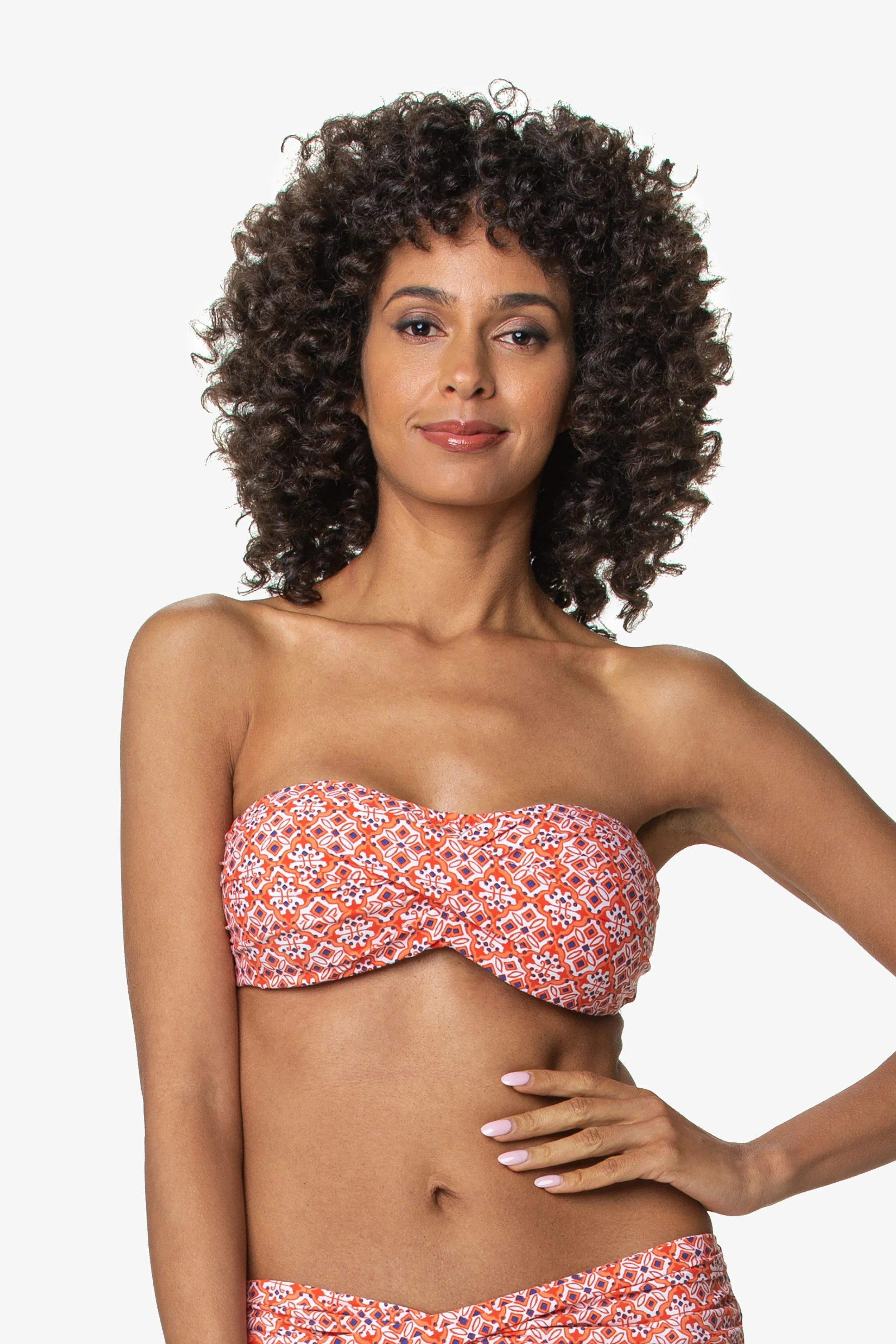 Twist Bandeau Bikini Top | Heritage Tile Coral Print Swimwear for Women - Perfect for Beach Vacations, Pool Parties and Summer Getaways