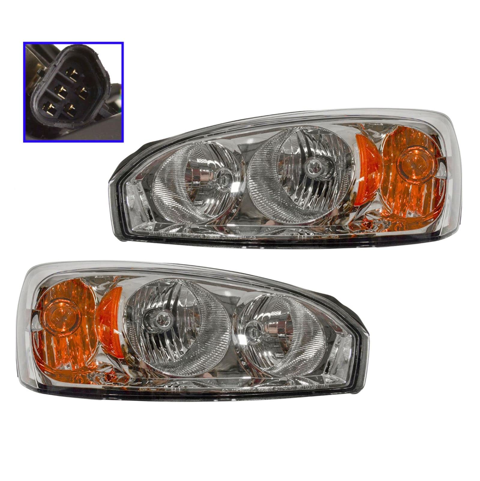 2004-2008 Chevrolet Malibu Headlight Assembly Set - Driver & Passenger Side Replacement (GM2502235 & GM2503235 Compatible) - Perfect for Night Driving & Foggy Conditions