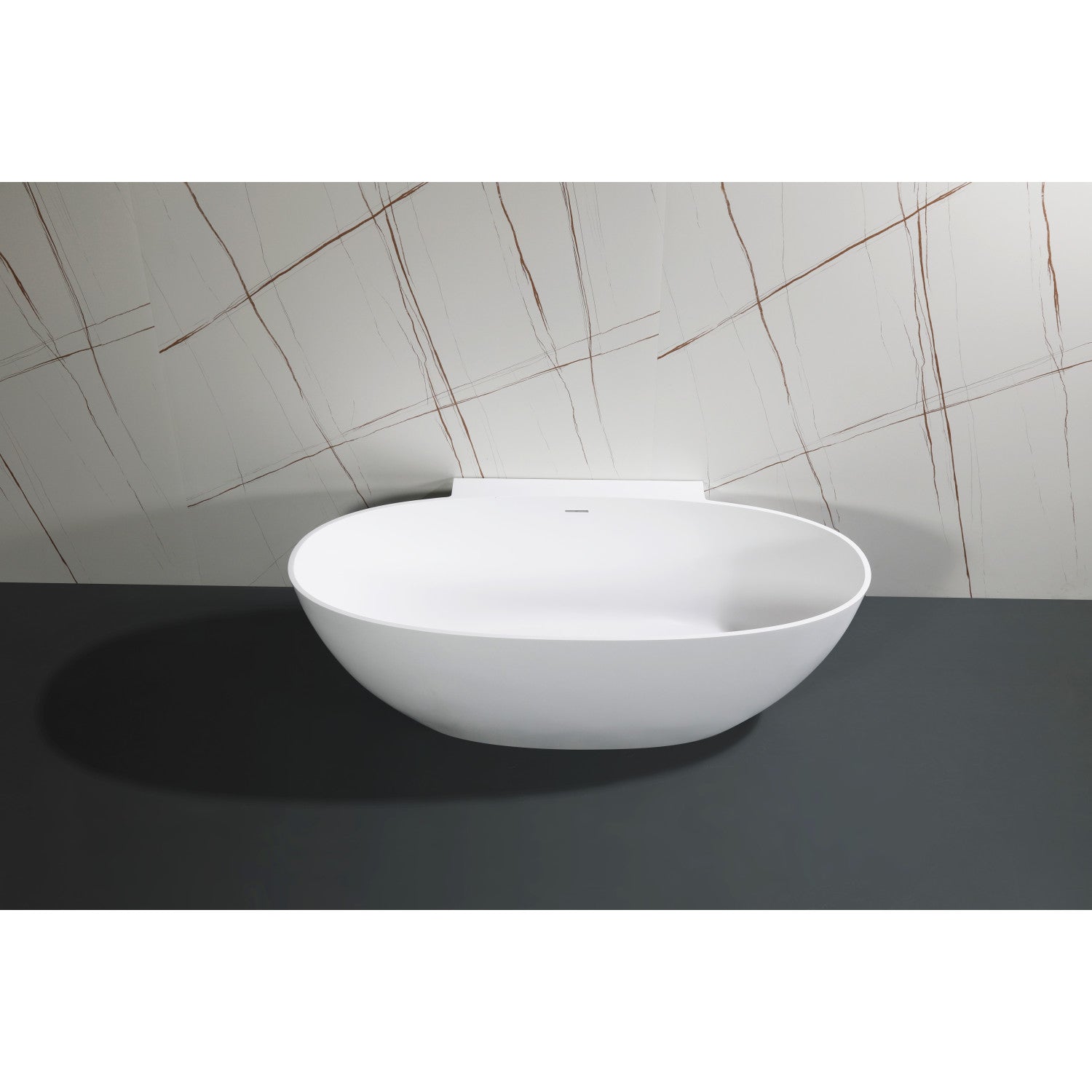 Arcticstone 71 Inch Freestanding Oval Bathtub - Matte White Solid Surface Double Ended Soaking Tub with Drain - Perfect for Luxury Bathrooms & Spa-Like Relaxation at Home