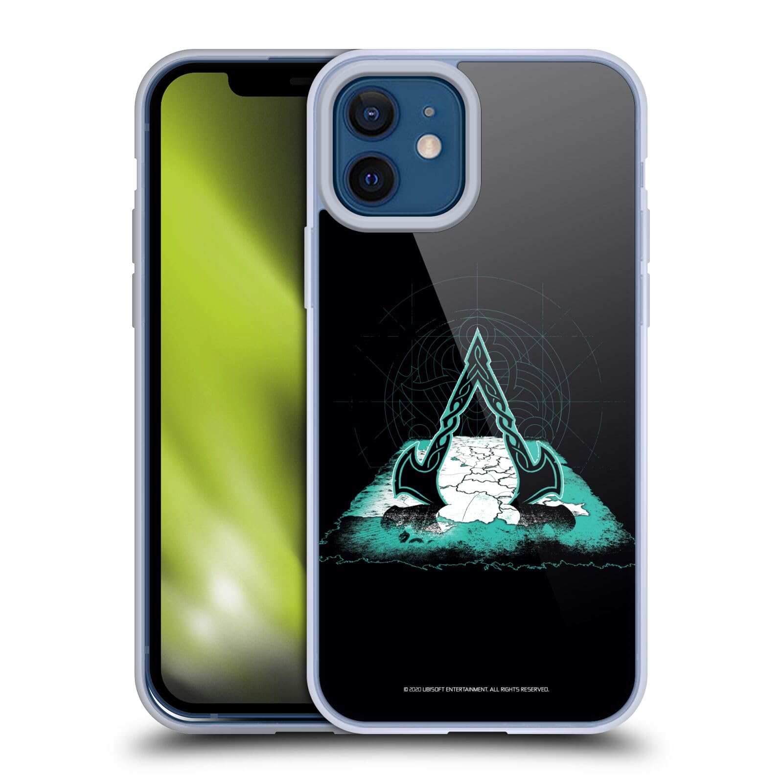 Officially Licensed Assassin's Creed Valhalla Crest & Map Soft Gel Phone Case - Compatible with iPhone 12/12 Pro - Durable Protection for Gaming Fans & Viking Theme Lovers
