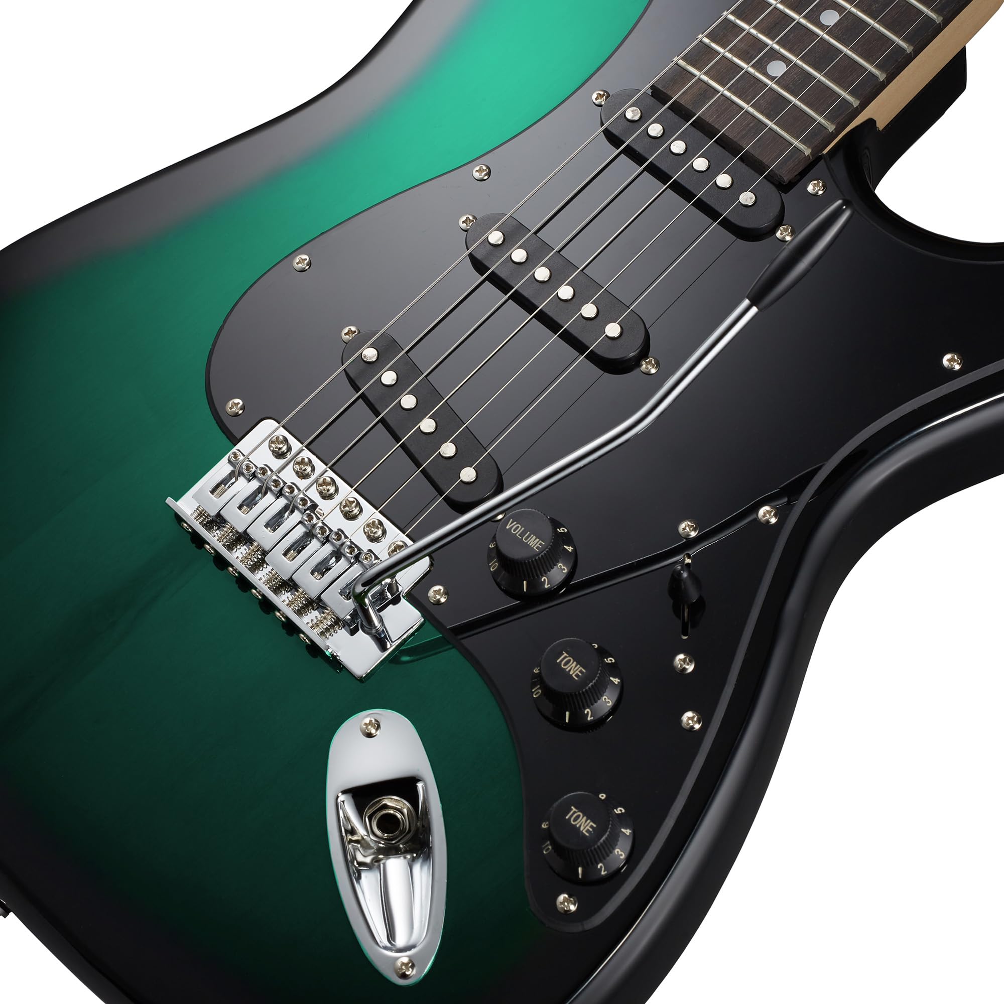Ashthorpe 39-Inch Full Size Electric Guitar Kit (Green-Black) with Gig Bag, Tremolo Bar, Strap, Strings & Accessories - Perfect for Beginners, Practice & Live Performances