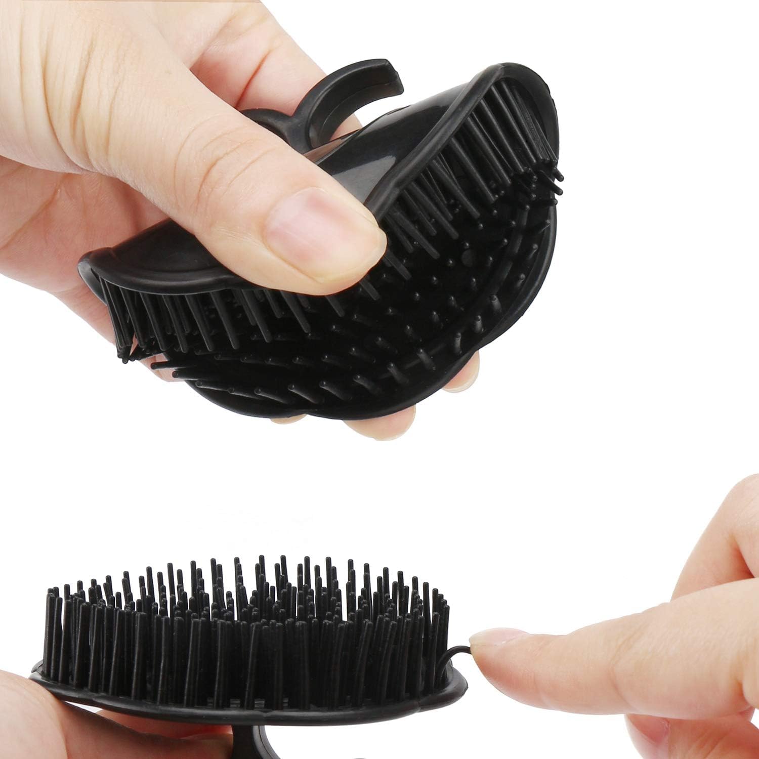 APOEM 4-Piece Scalp Massage Brush Set - Long & Short Teeth Shampoo Brush for Hair Growth, Beard Grooming & Pet Care (Black) - Wet/Dry Use for Relaxation & Scalp Stimulation in Shower or Home Spa