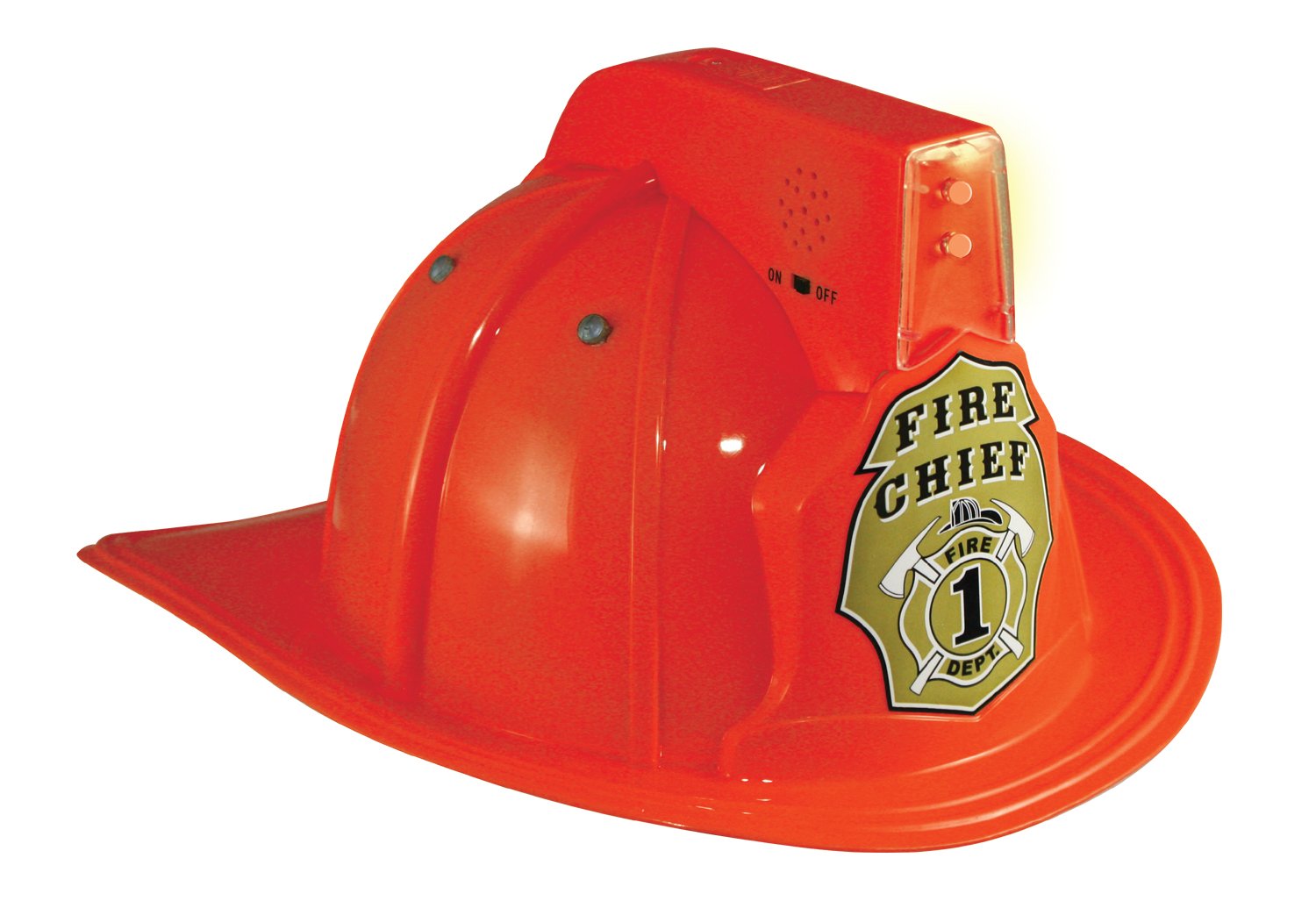 Jr. Fire Fighter Red Helmet with Lights & Siren - Kids Costume Hat for Dress-Up, Role Play, Halloween & Birthday Parties