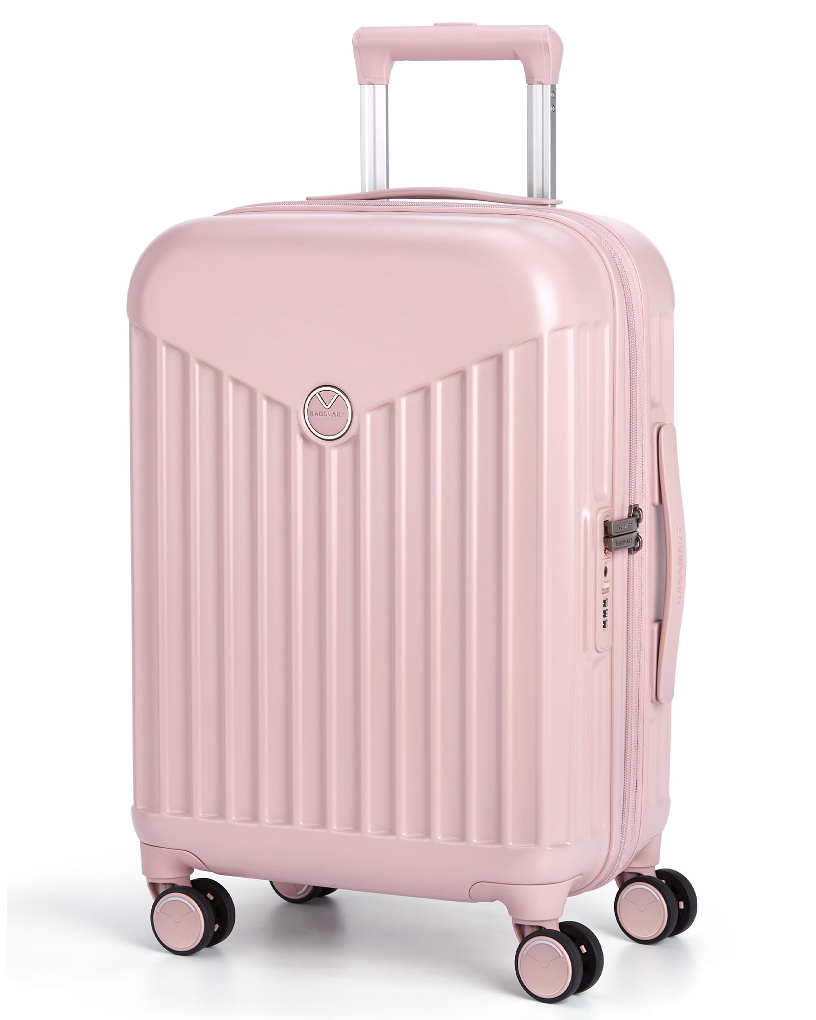 BAGSMART 20 Inch Hardside Expandable Spinner Luggage - Lightweight PC Carry-On Suitcase with TSA Lock, Airline Approved for Women Travel (Pink) - Perfect for Business Trips, Weekend Getaways & Air Travel
