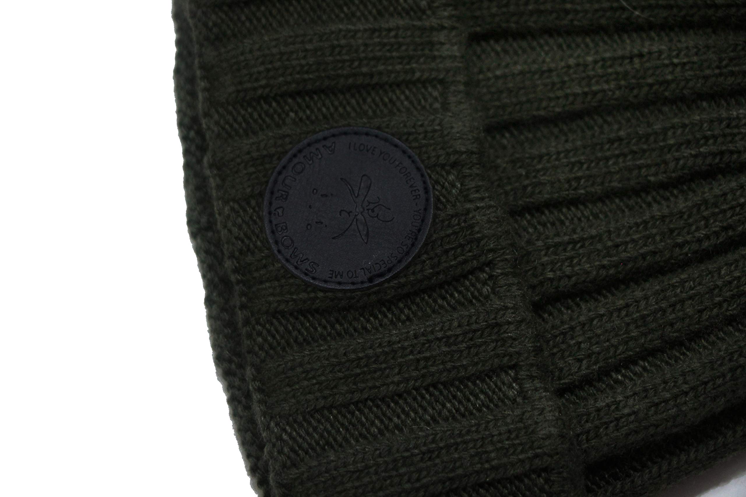 Olive Slouchy Beanie - Ribbed Knit Winter Hat with Large Yarn Pompom - Warm & Stylish for Women & Men - Perfect for Cold Weather, Snow Days & Outdoor Activities