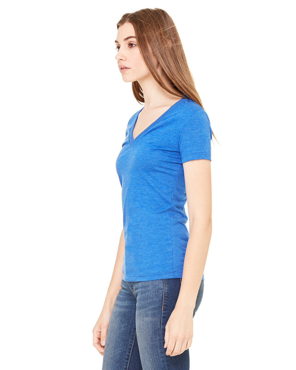 Bella + Canvas 8435 Women's Soft Tri-Blend Short Sleeve V-Neck T-Shirt - Comfortable Casual Tee for Everyday Wear, Gym, and Outings