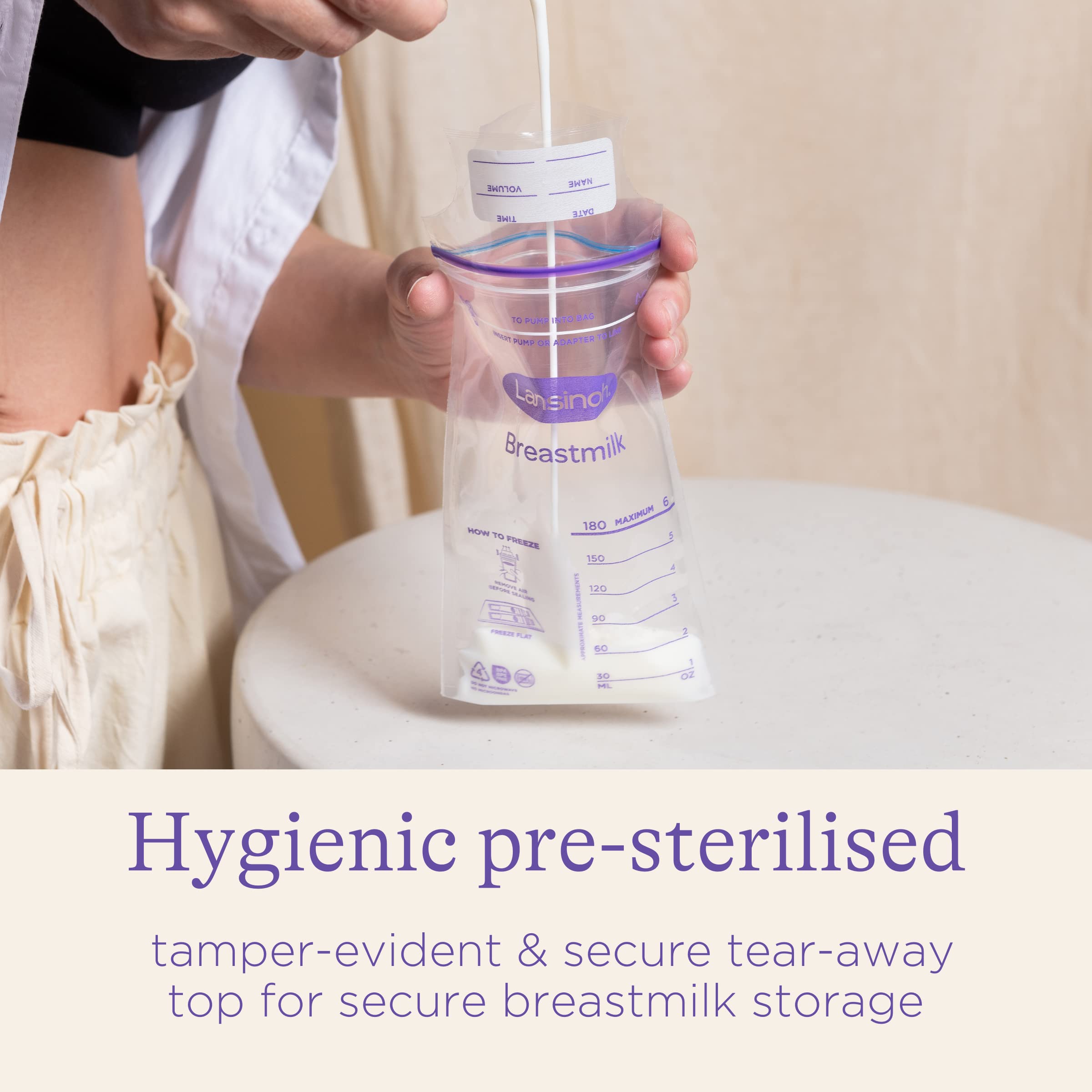Lansinoh Breast Milk Storage Bags - 50 Count | BPA-Free, Pre-Sterilized, Leak-Proof | Perfect for Pumping, Freezing & Organizing Breast Milk