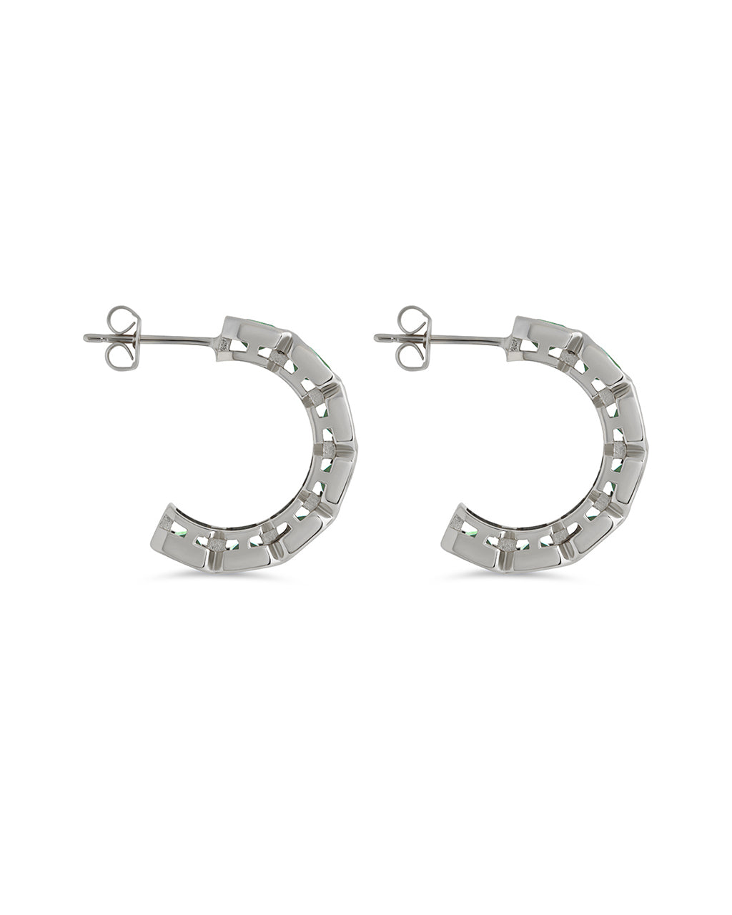 Nyssa Bezel CZ Station Hoop Earrings for Women - Cubic Zirconia Gold Plated Dangle Earrings - Elegant Jewelry Gift for Birthday, Anniversary & Special Occasions