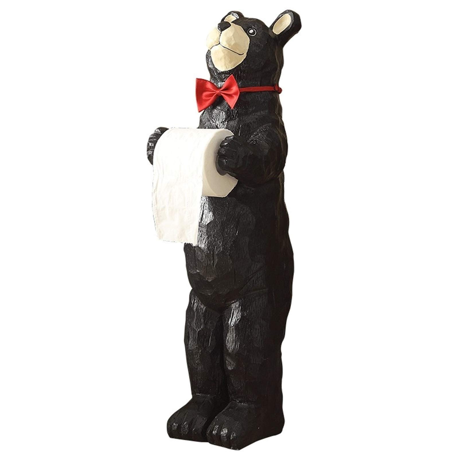 Cute Bear Vertical Toilet Paper Holder - Bathroom Tissue Roll Dispenser with Novelty Design, Black - Perfect for Home, Office, and RV Bathroom Decor