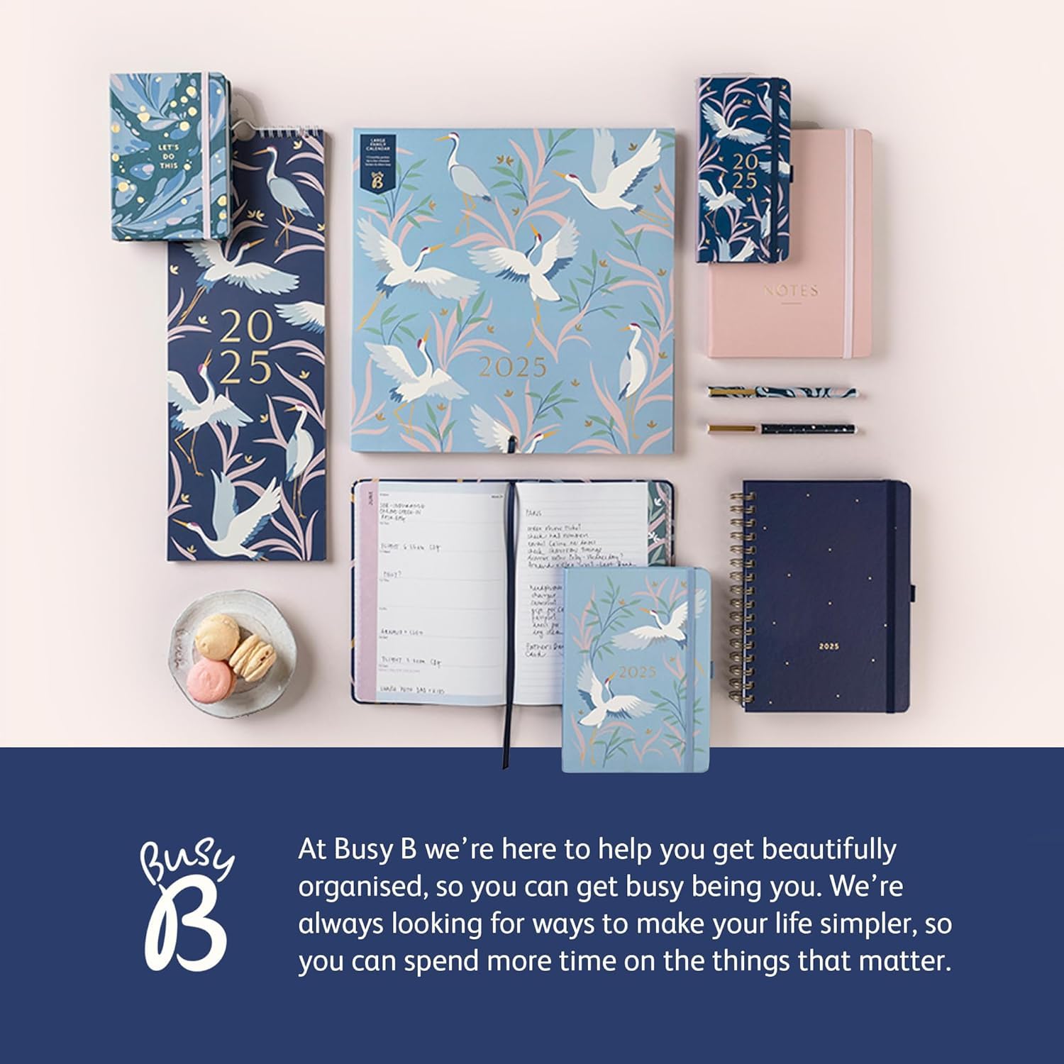 2025 Busy B A5 Weekly Planner - Compact Academic & Work Diary with Week-to-View Layout, Notes Pages & Elastic Closure | Perfect for Students, Teachers & Professionals | Fuchsia Planner (January-December) | Ideal for School Scheduling, Office Tasks & Daily Organization