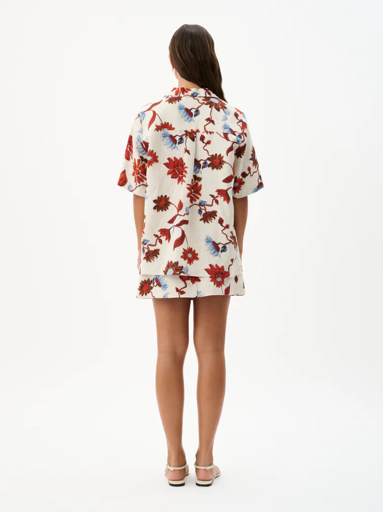 CRUZ Women's Cactus Bloom Sand Print Shirt - Stylish Floral Blouse for Casual Wear, Beach Outings, and Summer Fashion