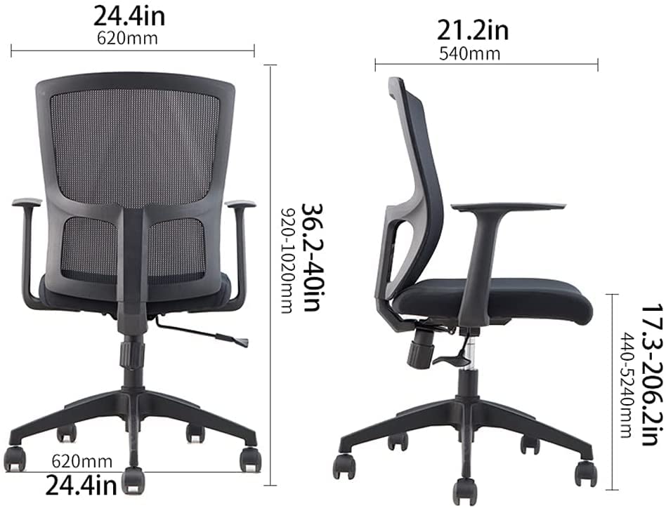 Ergonomic Office Chair with Adjustable Height, Lumbar Support & Swivel Base - Comfortable Computer Desk Chair for Home Office, Gaming & Workspace