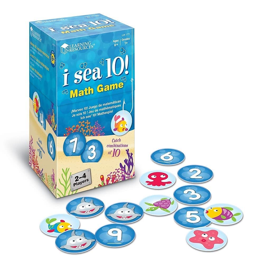 Learning Resources I Sea 10! Math Game - Addition & Subtraction Educational Card Game for Kids Ages 6+ | 100 Number Cards for Homeschool & Classroom Learning | Fun Math Practice for Elementary Students