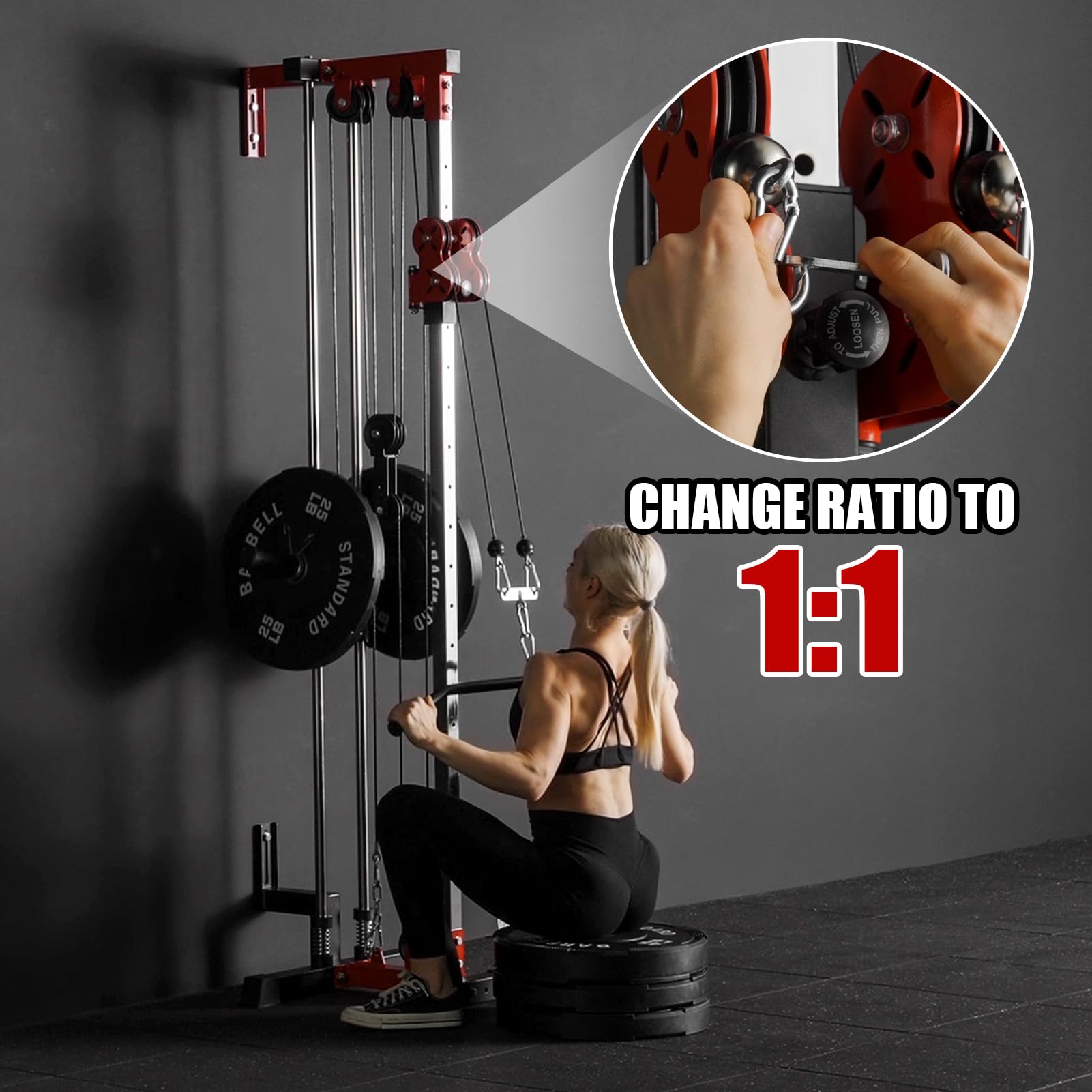 ER KANG Wall Mount Cable Station - Dual Pulley System with 18 Adjustable Positions for Home Gym Strength Training | Perfect for Full-Body Workouts, Weight Loss & Muscle Building