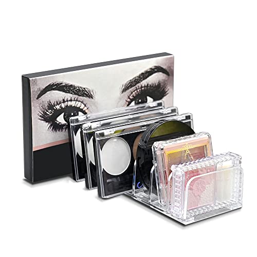 Dolovemk 7-Space Clear Makeup Palette Organizer - Compact Vanity Desk Storage for Eyeshadow Palettes & Contour Kits | Perfect for Home, Salon, and Travel Makeup Organization