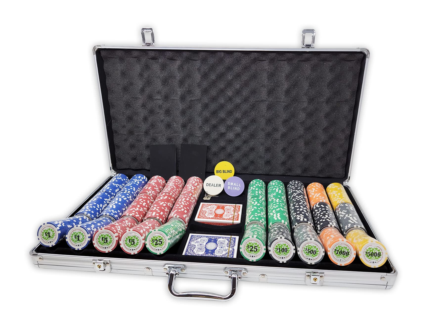 Premium DA VINCI 750-Piece Casino Del Sol Poker Chip Set - 11.5g Clay Composite Chips with Aluminum Case, Playing Cards, Dealer Buttons & Cut Cards for Home Games, Casino Nights & Poker Tournaments