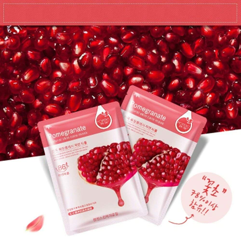Rorec Pomegranate Face Sheet Mask for Glowing Skin - Hydrating & Brightening Facial Mask with Antioxidants - Pack of 3 - Perfect for Daily Skincare Routine & Spa Night