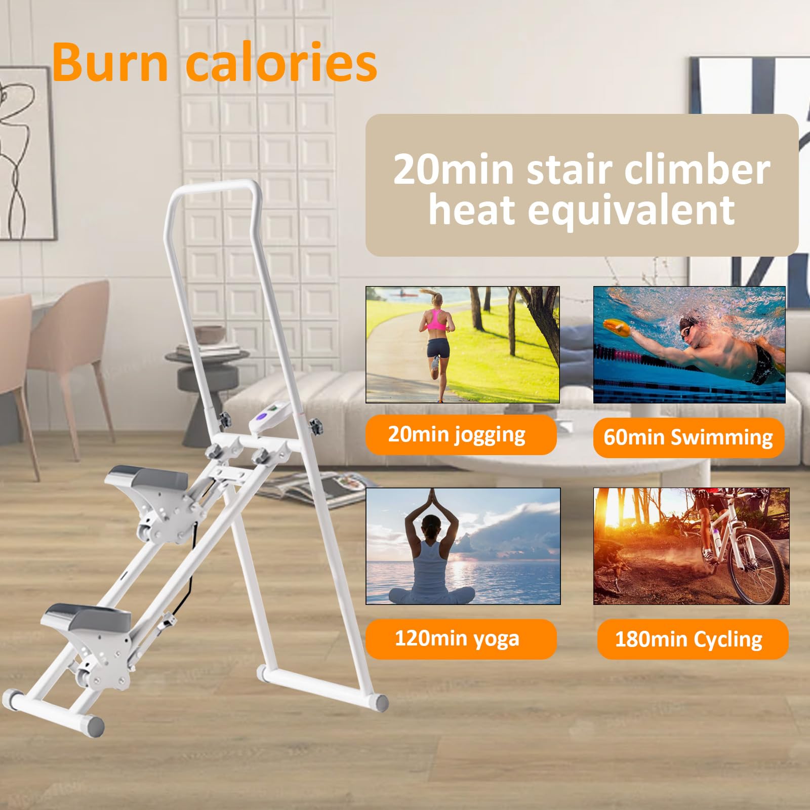 Foldable Vertical Climber Exercise Machine - Adjustable Height Home Gym Equipment for Full Body Workout (330LB Capacity) - Perfect for Cardio Training, Weight Loss & Home Fitness for Men & Women - Ideal for Small Spaces, Apartments & Home Workouts
