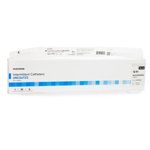 McKesson 16 Inch Uncoated Urethral Catheter Coude Tip - Sterile Medical Catheter for Men & Women - Available in Various Sizes (5/6/8/10/12/14/16/18/20/22/24 Fr) - Ideal for Hospital, Home Care & Urinary Drainage