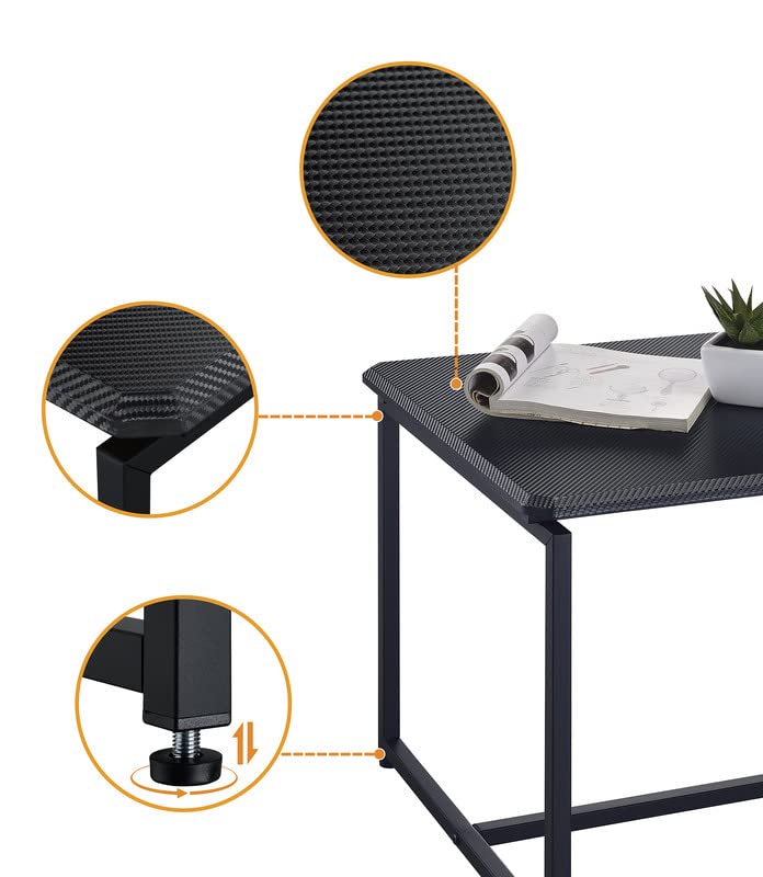 Lilola Home GT 3-Piece Black Carbon Fiber Coffee Table Set with Matching End Tables - Modern Living Room Furniture for Small Spaces & Apartments