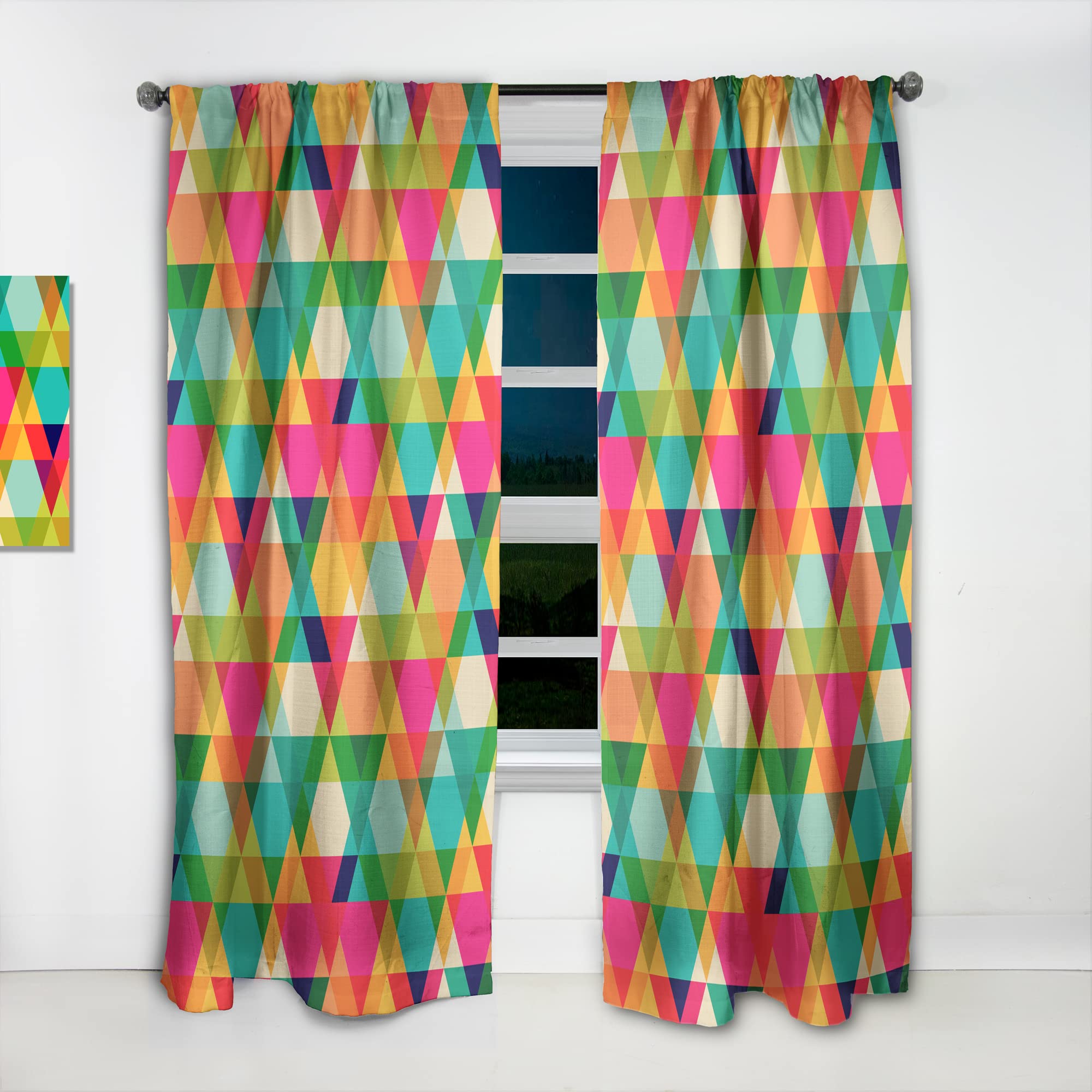 DesignQ Diamond Retro IX Thermal Insulated Curtains - Single Panel 52x95 Inches - Blackout Drapes for Bedroom & Living Room (Perfect for Home Decor, Temperature Control & Light Blocking)