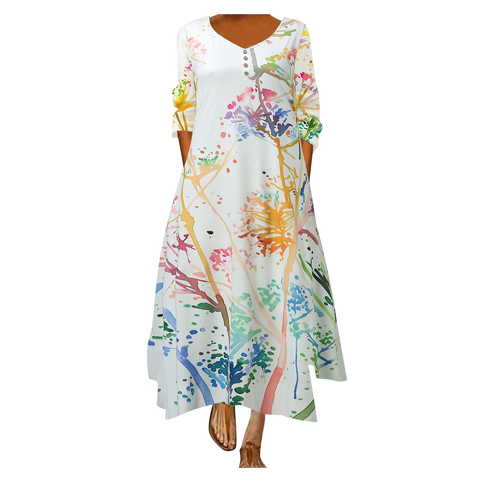 ONHUON Women's Long Sleeve Formal Maxi Dress - Plus Size Sexy Cami Dress for Beach, Casual & Evening Wear | Elegant Office Attire & Summer Vacation Outfit