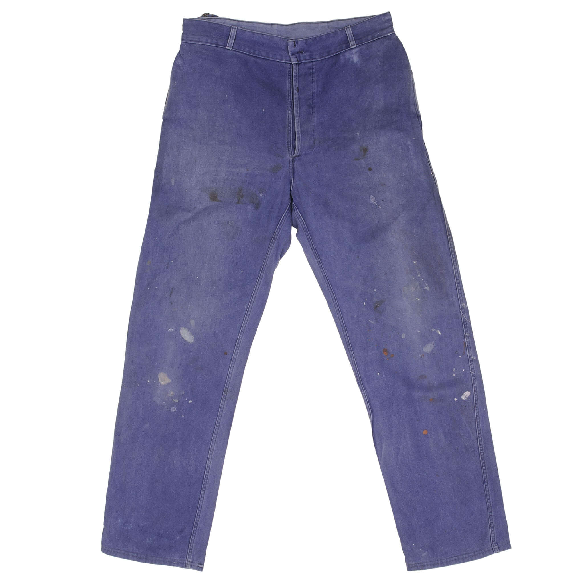 Vintage French Workwear Blue Sanfor Buckle Back Trousers Pants 1960s - Size 32x31 - Retro Style for Men, Workwear Fashion, Vintage Outfits & Collectors