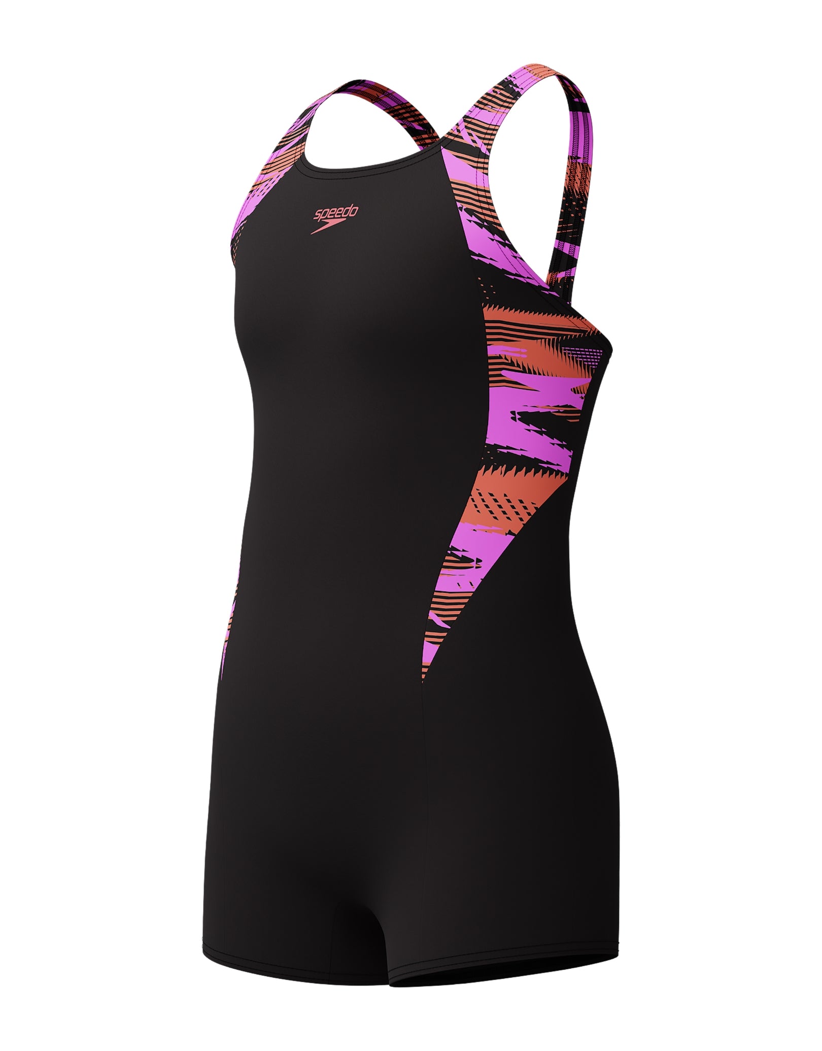 Girls Hyperboom Splice Legsuit - Black & Purple Color - Perfect for Dance, Gymnastics, and Performance Costumes