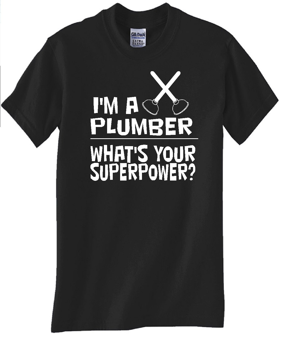 STUFF WITH ATTITUDE Plumber Superpower Black T-Shirt for Men | Funny Plumbing Graphic Tee | Comfortable Cotton Shirt for Plumbers, DIYers & Home Repair Enthusiasts