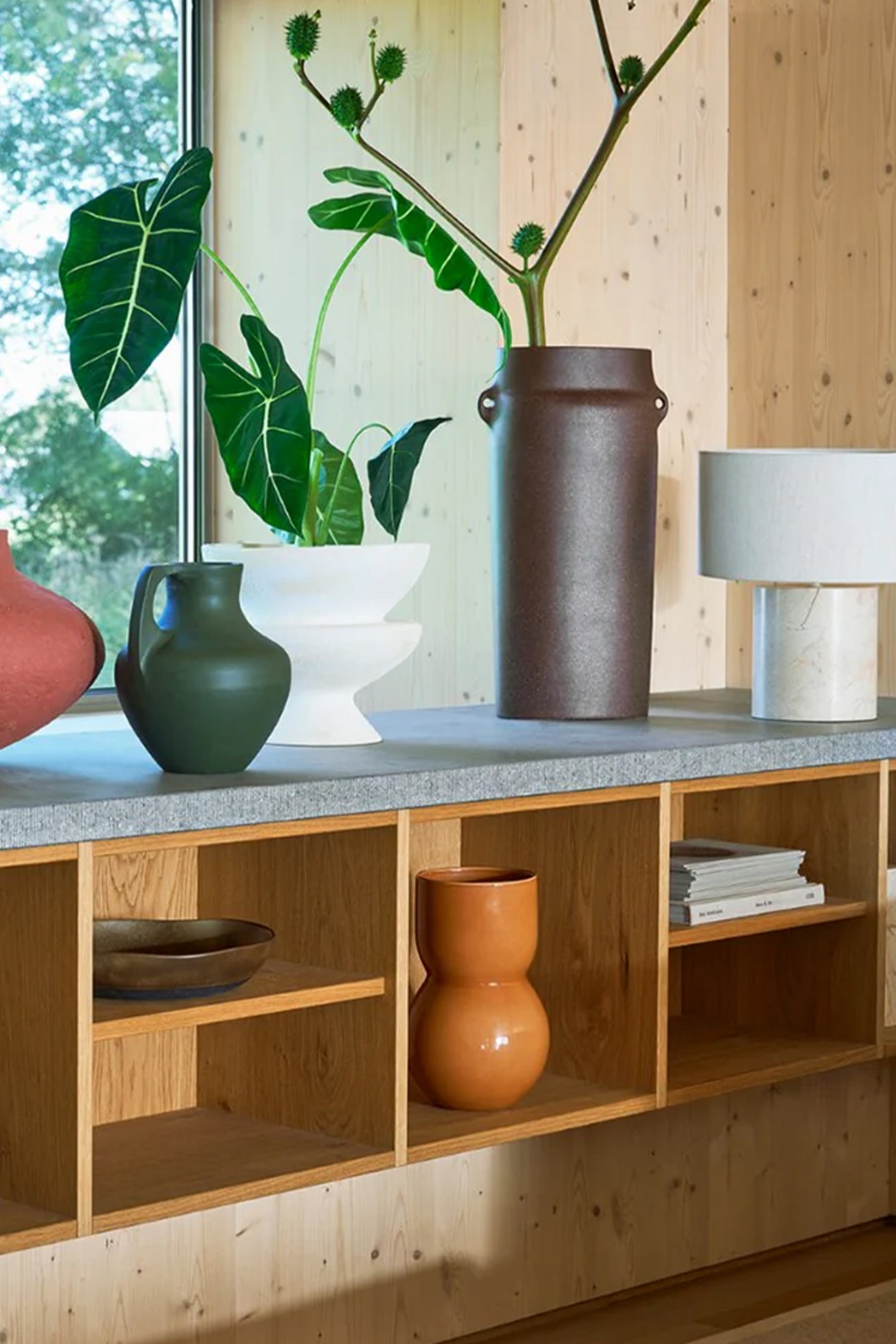 Husk Noan Vase - Modern Orange Ceramic Flower Vase for Home Decor, Wedding Centerpiece & Office Desk Decorations