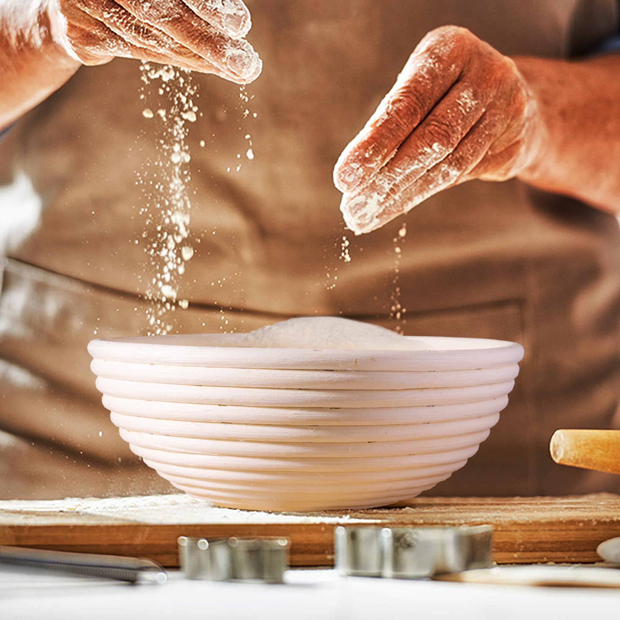 2-Pack Round Bread Proofing Baskets with Liners – 9 Inch Dough Rising Bowls for Sourdough Baking | Professional & Home Baker Essential | Perfect for Artisan Bread, Homemade Loaves & Rustic Pastries