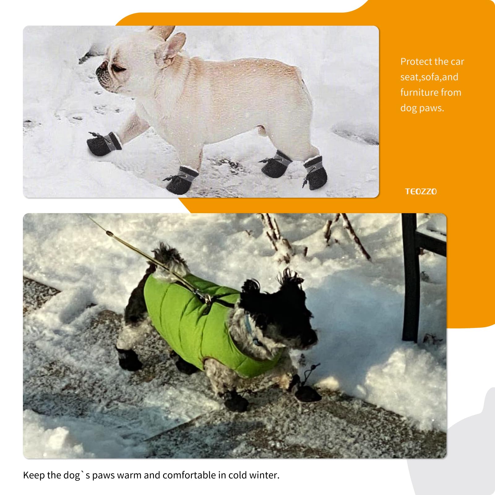 **Waterproof Winter Dog Boots with Reflective Strips - Warm Paw Protector for Small & Medium Dogs (4PCs, Black, Size 7) - Ideal for Snow, Ice, and Outdoor Adventures**