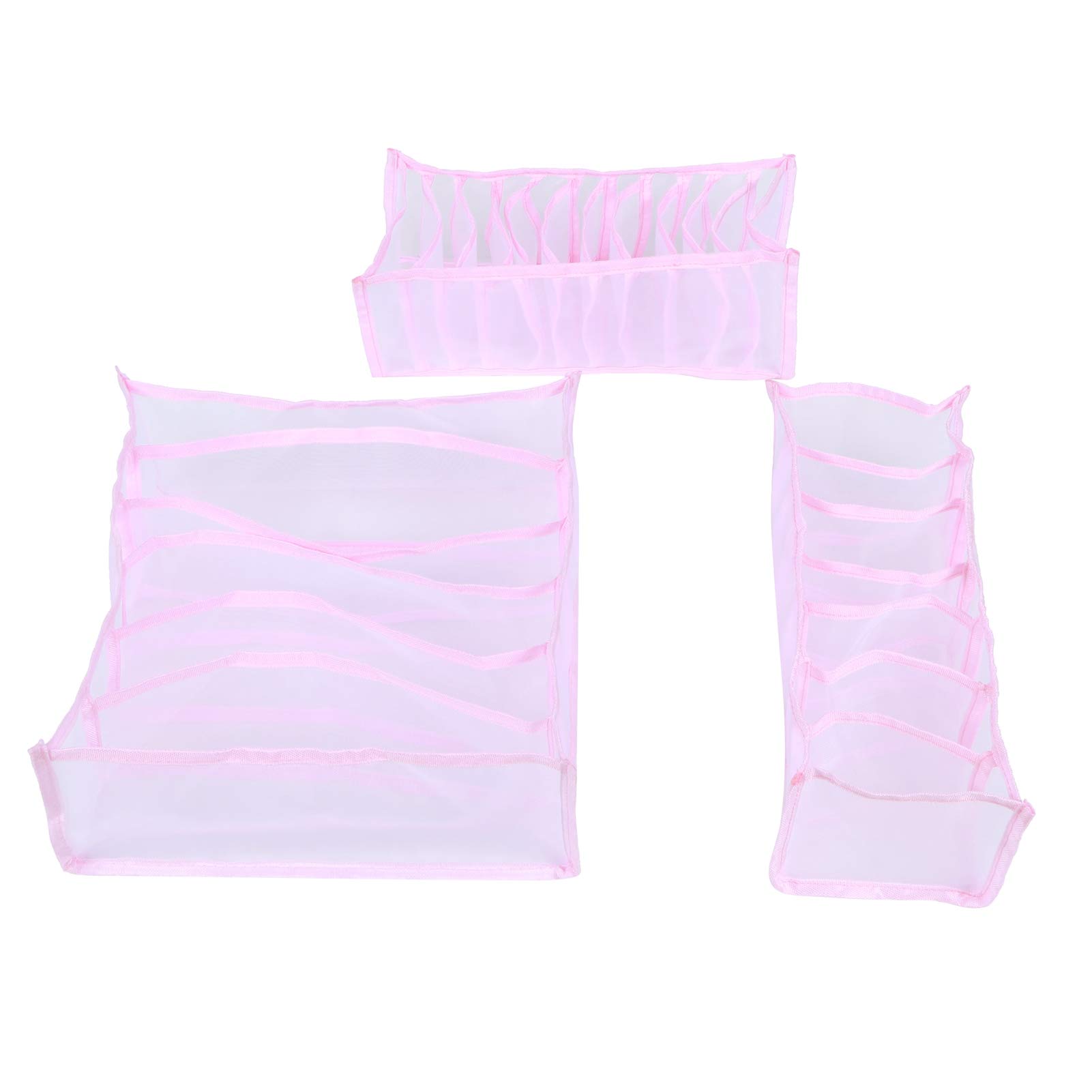 CHICIRIS 3Pcs Underwear Organizer Box - Foldable Storage for Socks & Bras (Pink) | Closet & Drawer Organizer