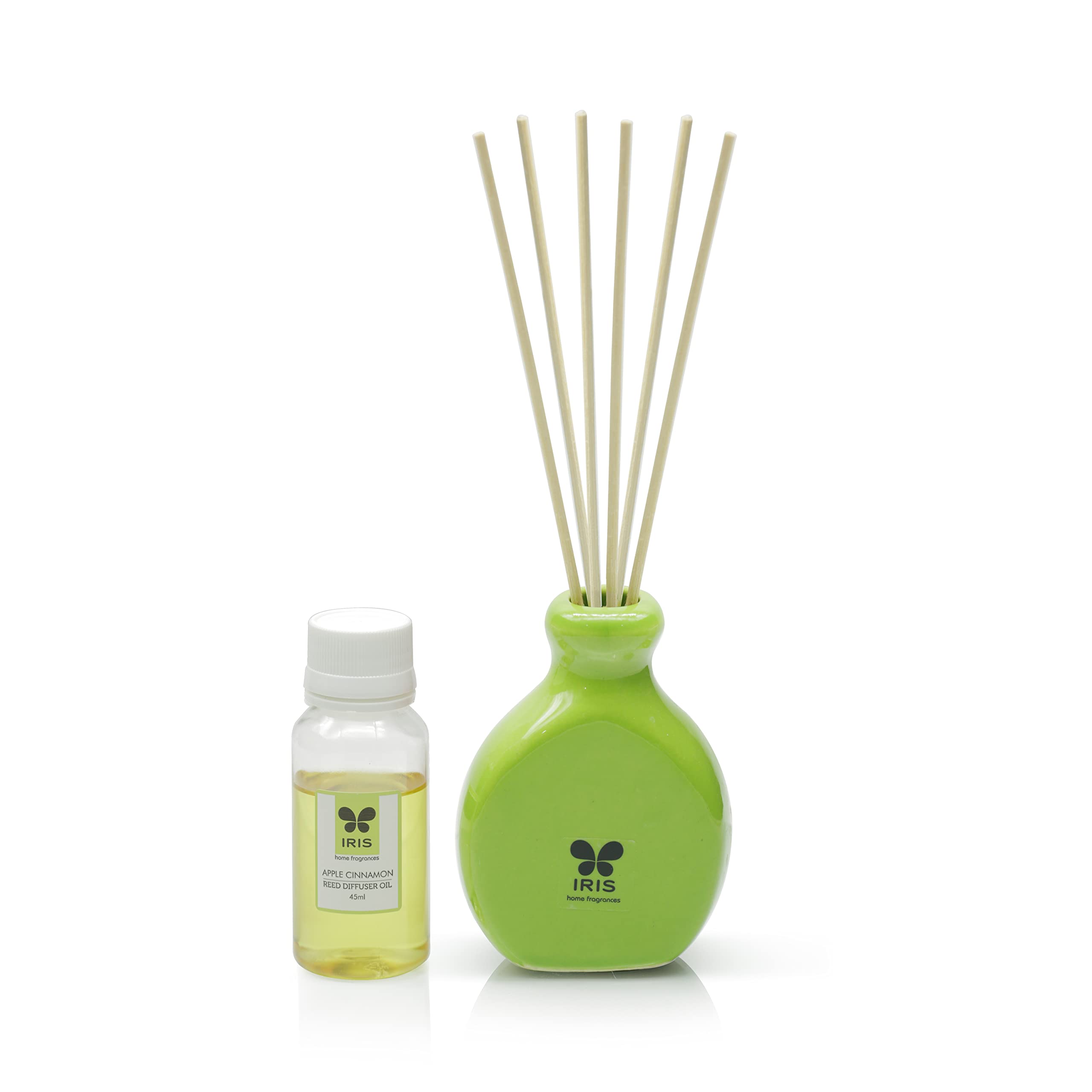 Premium IRIS Lemongrass Reed Diffuser - Natural Aromatherapy, Toxin-Free Home Fragrance for Relaxation & Mood Enhancement - Made in India (50 x 50 x 100mm) - Perfect for Living Rooms, Bedrooms & Office Spaces